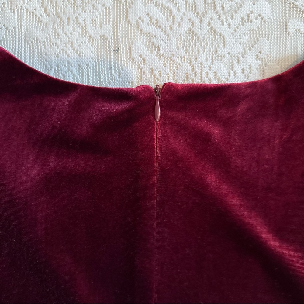 Betsey Johnson scarlet velvet ruffle leg vneck jumpsuit - Picture 8 of 8